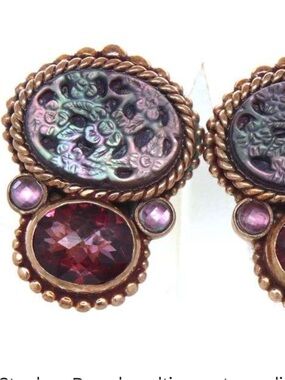 Stephen Dweck multi gemstone clip on earrings - .925 sterling silver- Brand New